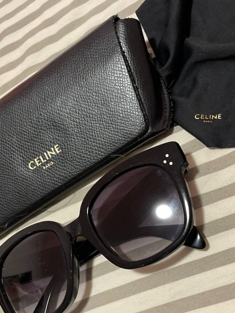 Celine 3 Dots CL4002UN Sunglasses with Case and Lens Pouch - Black, smokey lens